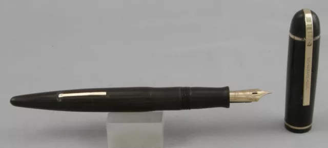 Eversharp Skyline Demi Brown & Gold Fountain Pen - 14kt Gold Nib - 1940's