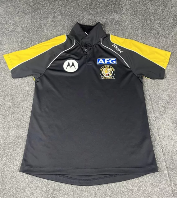Richmond Tigers FC Polo Shirt Mens Medium Black Yellow AFL On-Feild Gear Top