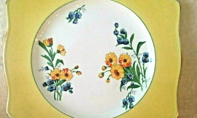 Vintage Royal Winton Grimwades Square Plate Bright Yellow 2