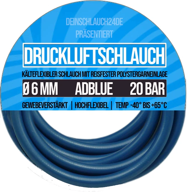Druckluft Pressluft Luft Wasser Kompressor Schlauch ADBLUE 6 x 12 mm Meterware