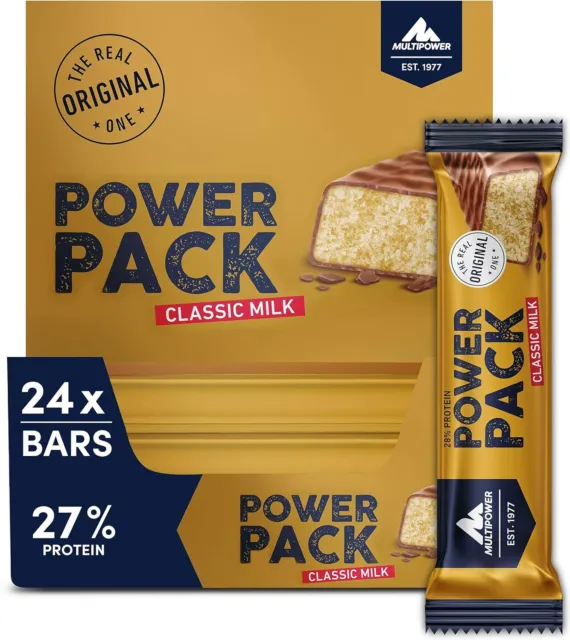 24 x 35g Multipower Power Pack Riegel Classic Milk Eiweiß Protein - MHD 05.2024
