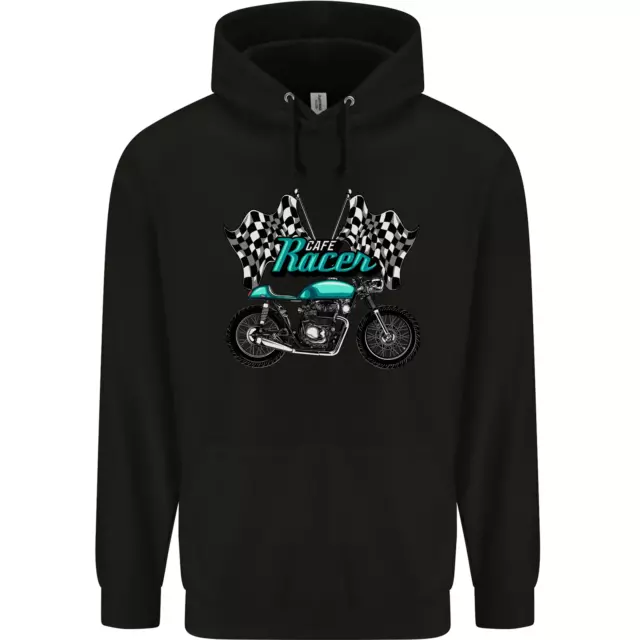 Felpa con cappuccio da moto Cafe Racer Biker da uomo 80% cotone