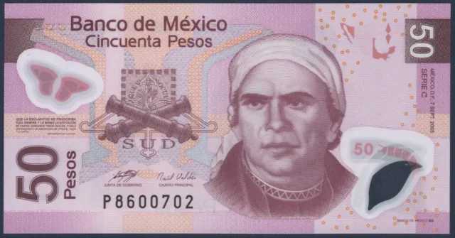 MEXICO - P123c - 50 Pesos - 2004 (2005) - Serie C- POLYMER - RARE - Perfect UNC
