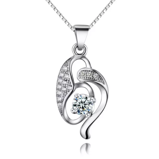 Sterling Silver Fancy Crystal Cubic Zirconia Pendant Necklace 18" Chain Gift Box