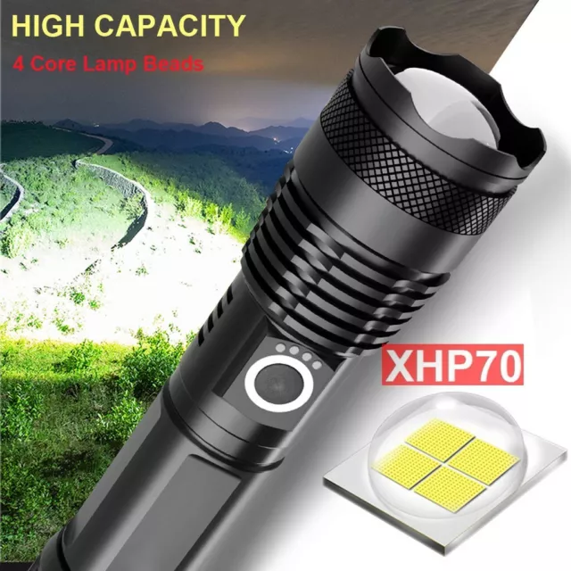 120000LM LED Flashlight XHP70 Torch USB Rechargeable Waterproof Flashlight Lamp❀