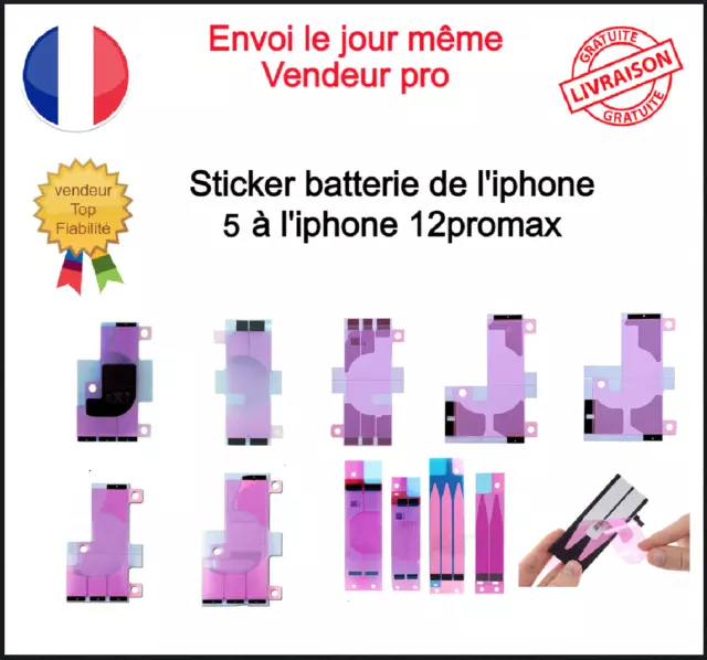 Adhésif Autocollant Sticker Batterie iphone 5 6 7 8 X XR XS 11 12 Pro Mini Max