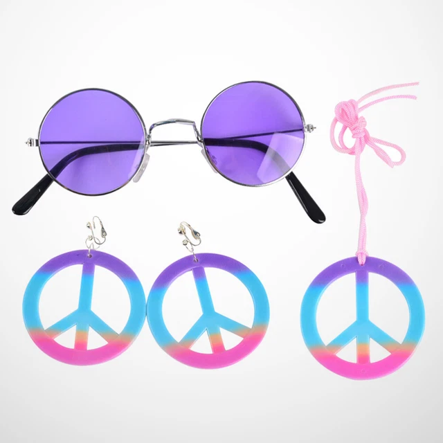 bunter Anhänger Friedenszeichen Charm-Halskette Peace-Zeichen-Ohrringe Bunte