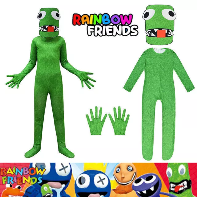 Halloween Roblox Rainbow Friends Kids Cosplay Costume Green Rainbow Friends  Jumpsuit 5-12 Years