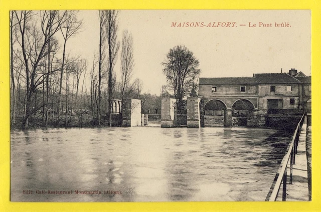 cpa 94 - MAISONS ALFORT (Val de Marne) Le PONT BRÛLÉ