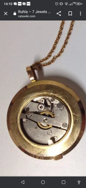 Ruhla Damenuhr Kette Anhänger Uhr vergoldet 9