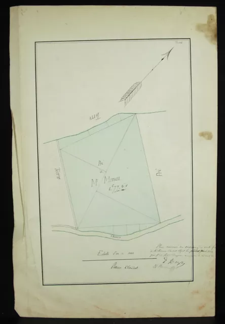 Plan de cadastre dessin Belgique 1884 H Moreau famille Dupin habay la neuve