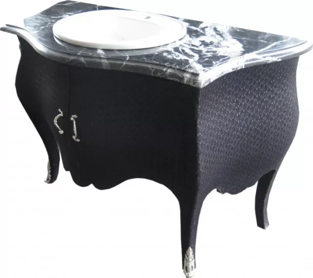 Casa Padrino Luxus Barock Waschtisch Kommode Schwarz mit Marmorplatte Antik Stil