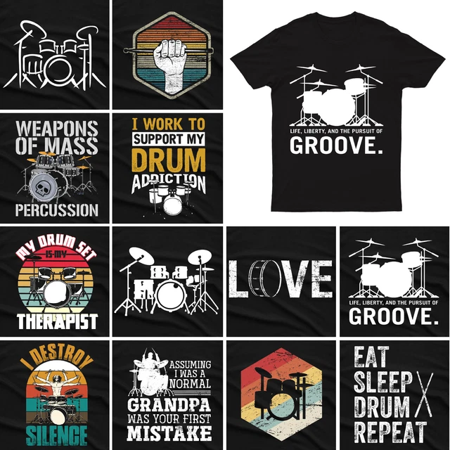 Drums Musician T shirts Drumming Drummers Bass Music Lovers Gift Unisex #M#P1#PR