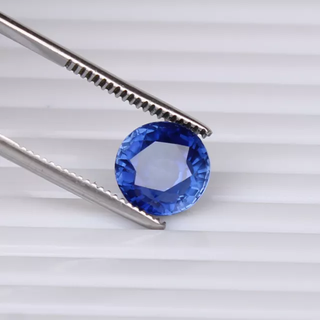 Saphir Naturel Bleu Ceylan Bleuet 6.85 CT Rond Certifié Pierre Précieuse Chauffé