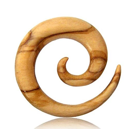Earth Accessories Spiral Taper Earrings - Gauges for Ears with Organic Wood -...