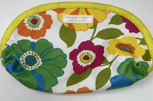 TRINA TURK for Clinique Floral Print Makeup Cosmetic Bag Canvas 10”x6.5”
