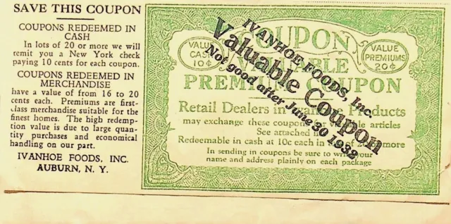 1932 Ivanhoe Foods Universal Coffee Percolator Premium Coupon- Dd-47