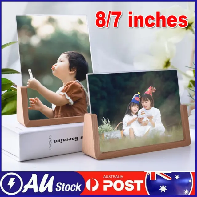 Acrylic Photo Frame Wooden Picture Frame Desktop Office Photo Decor Family Gift