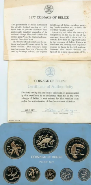 Belize 8-Coin Proof Set 1977 Nice In Case Tropical Birds (No Sleeve/Musty)