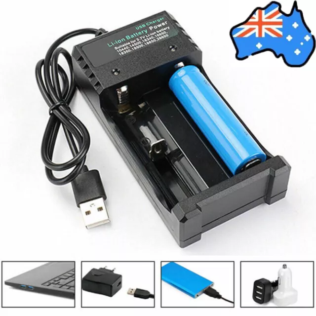 Universal USB Dual Slot Battery Charger For 3.7V 18650 16340 14500 26650 Li-ion