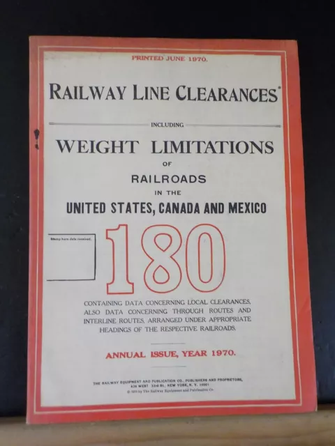 Railway Line Clearances #180 Year 1970 Weight Limitations