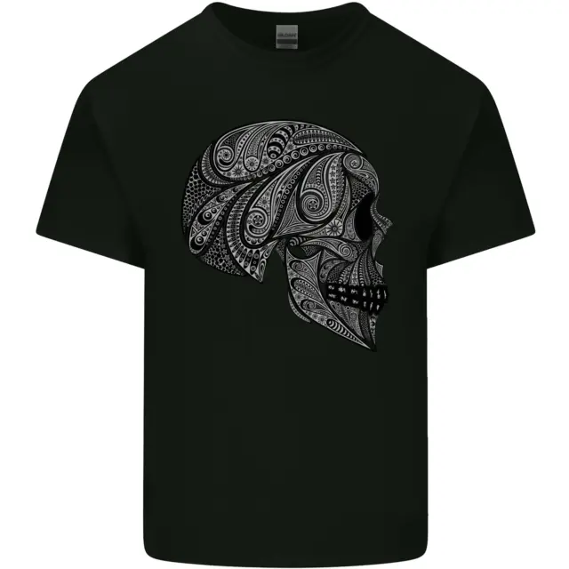 Mandala Skull Gothic Biker Motorbike Kids T-Shirt Childrens