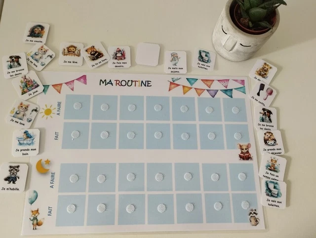 TABLEAU ROUTINE ENFANT matin et soir montessori autonomie EUR 10,00 ...