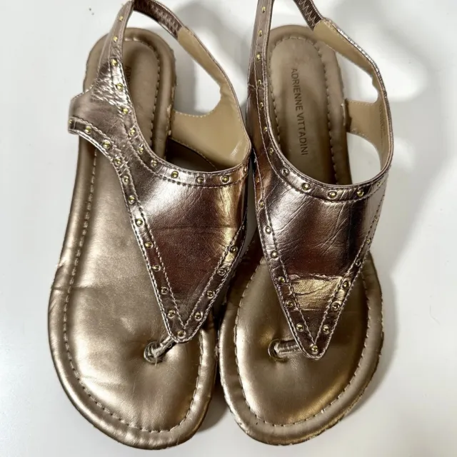 adrienne vittadini metallic sandals women’s 7.5 3