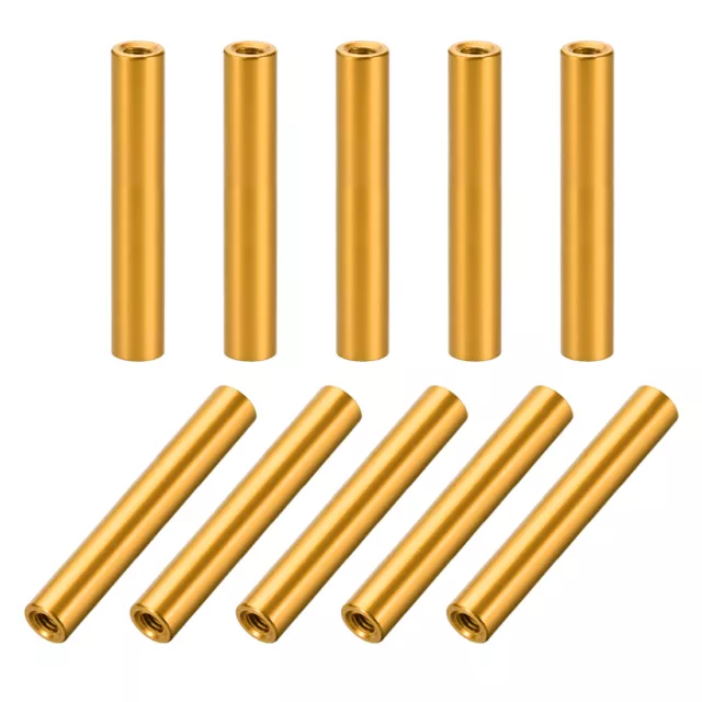 10 Pcs M3x30mm Round Aluminum Standoff Column Spacer Female Golden Tone for DIY