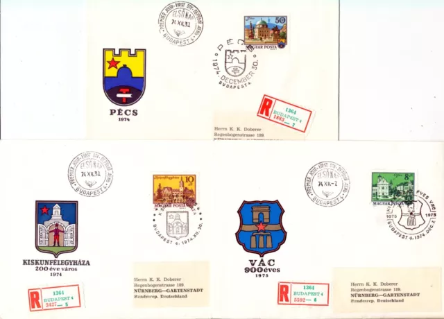 Ungarn 1974 3x FDC Stadtansichten Michel Nr. 3001-03