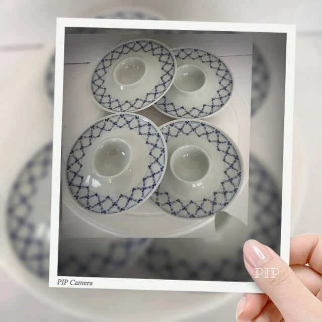 Bareuther  Waldsassen Bavaria Germany Boiled Egg Plates. Set Of 4. Blue/White