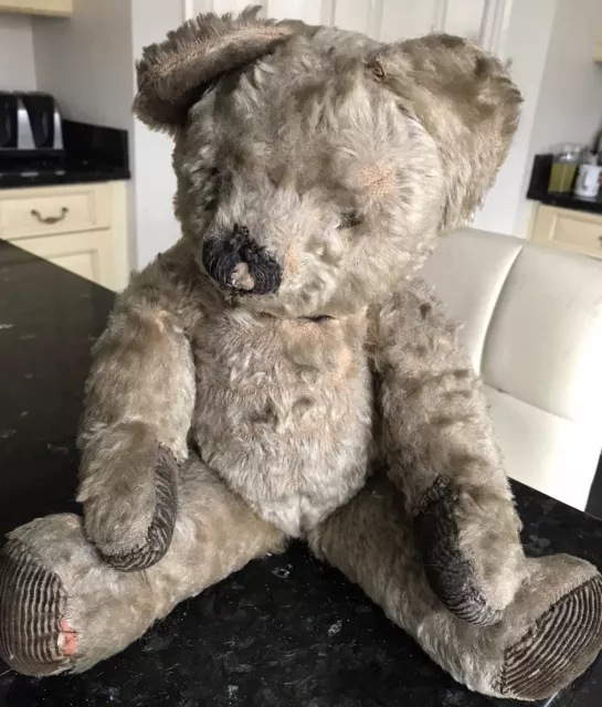 Old Antique Teddy Bear Brown 5 Way Fully Jointed Moving Arms Legs Head 42cm