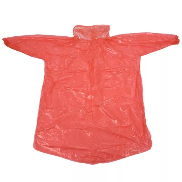 Poncho capucha abrigo lluvia emergencia plástico desechable para adultos camping rojo Q6P3 1 pieza