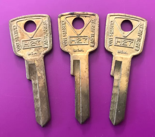 Curtis  brand vintage key blanks, H27 , locksmith, Set of 3     H-27         [L]