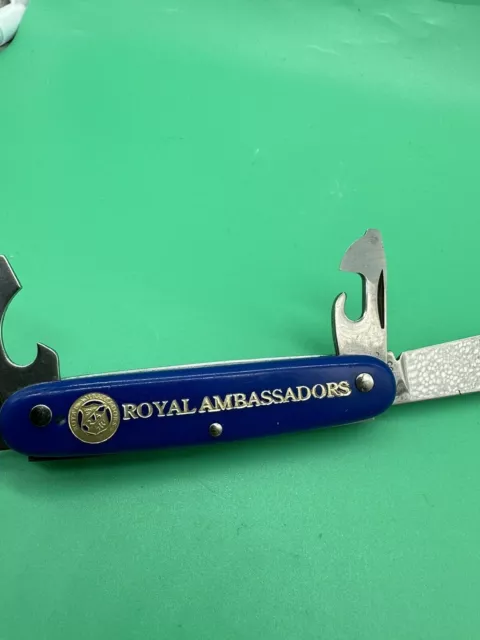 Vtg Colonial Prov US Made Royal Ambassador Advertising Folding Pocket Knife Blue 2