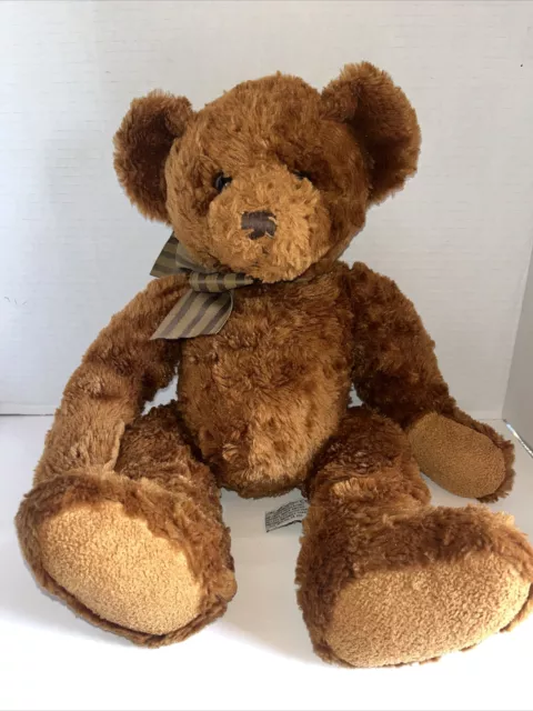 Harvest Moon Teddy Bear Plush Stuffed Animal Brown Tri Russ With Bow 16”
