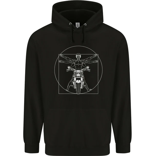 Felpa con cappuccio da moto Vitruvian Biker da uomo 80% cotone