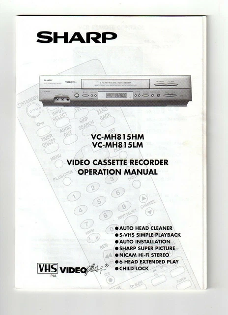 Manuale operativo registratore videocassette Sharp. VC-MH815HM, VC-MH815LM.