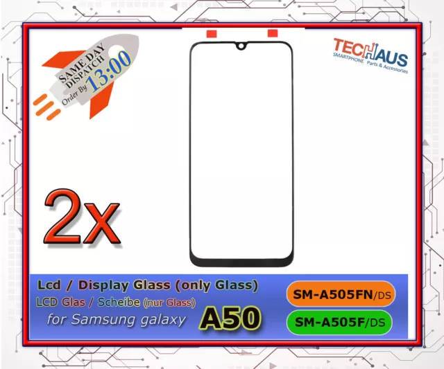 Glas Scheibe Touch front Glass für Samsung Galaxy A50 / A505F Schwarz / Black