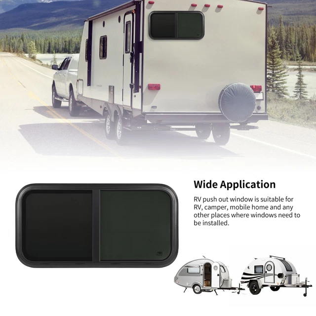 Car For 33‑38mm Wall Horizontal Sliding RV Window 35.4 X 17.7in Black Modified