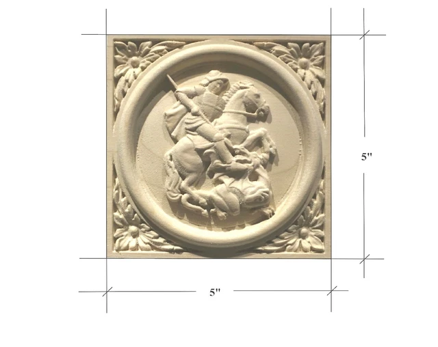 Solid Hardwood Carved St.George Square Rosette / Casing Blocks