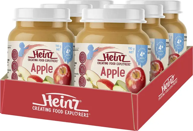 Heinz Apple Baby Food Jar for 4+ Months Babies 110 G (Pack of 6)