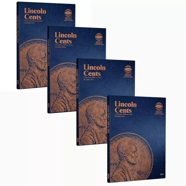 US Lincoln Cent Coin Folder Four Volume Set 1909 Date #’S 9004, 9030, 9033, 4004