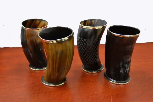 Viking Drinking Horn Mug Cup Game of Thrones Medieval 4" Assorted Set of 4
