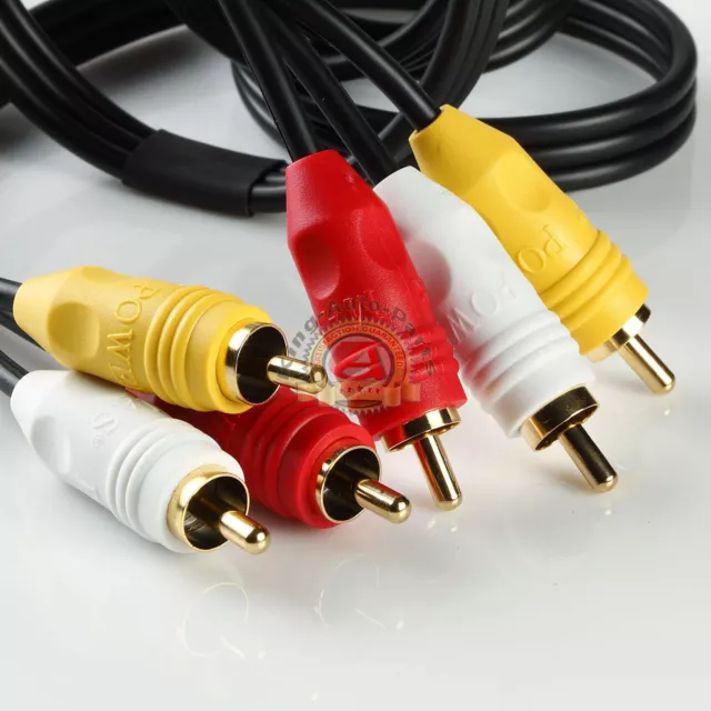 3FT 3RCA RGB Gold Plated Male Cable Colored Component Video Audio VCR DVD AV