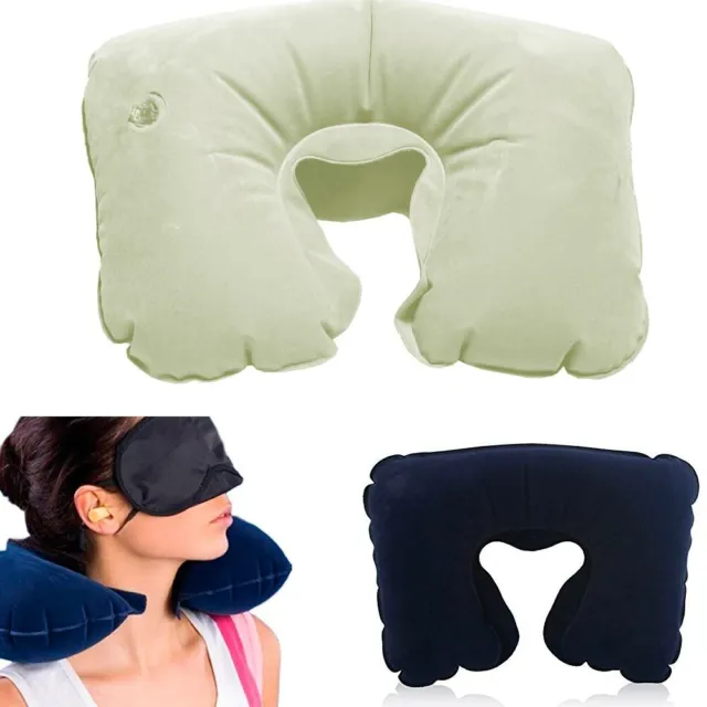 Inflatable Travel Pillow Neck Air Cushion U Rest Compact Plane Spa Car New Soft