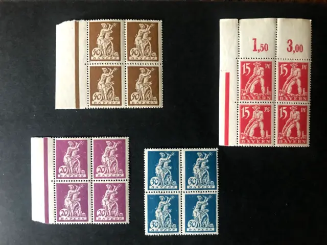 Briefmarken, Altdeutschland, Bayern, 1920 LOT aus MI 178-186, * **