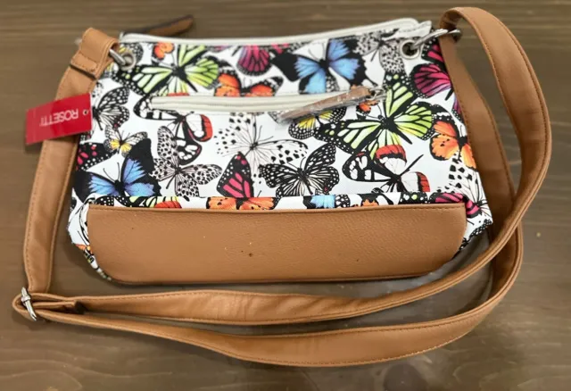 NWT Rosetti Butterfly White Multicolor Tote Handbag Purse