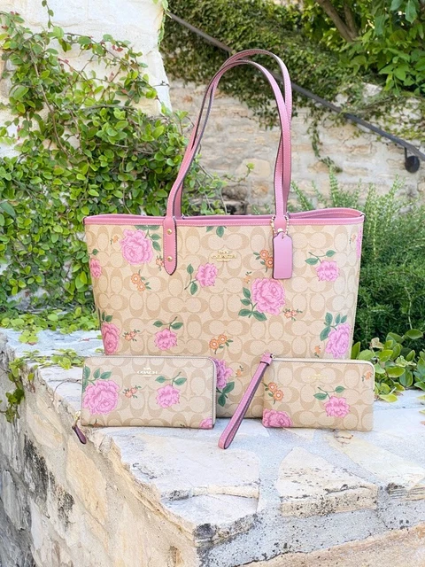 Coach Reversible City Tote in Signature Canvas With Peony Print