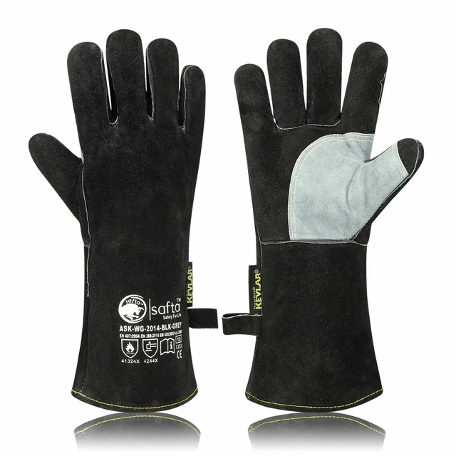 Welders Welding Gloves Heat Resistance BBQ TIG MIG Large Black Leather Extreme